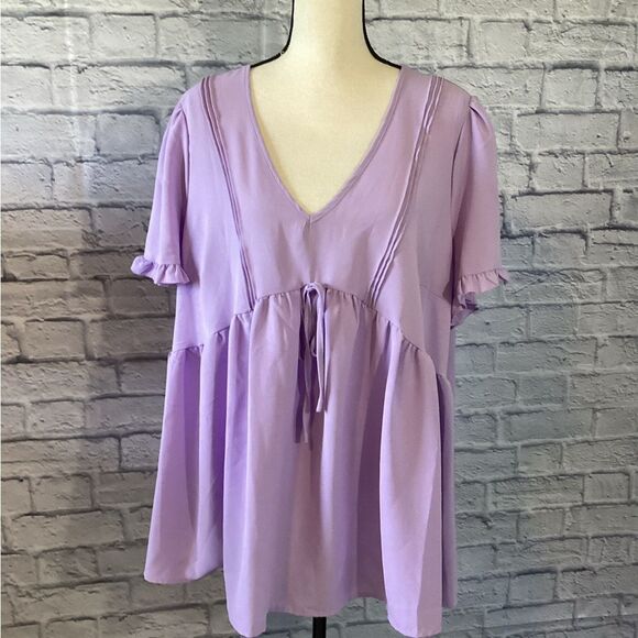 Shein Curve - V-Neck Ruffle Sleeve Women's Top - 3XL - Picture 1 of 4